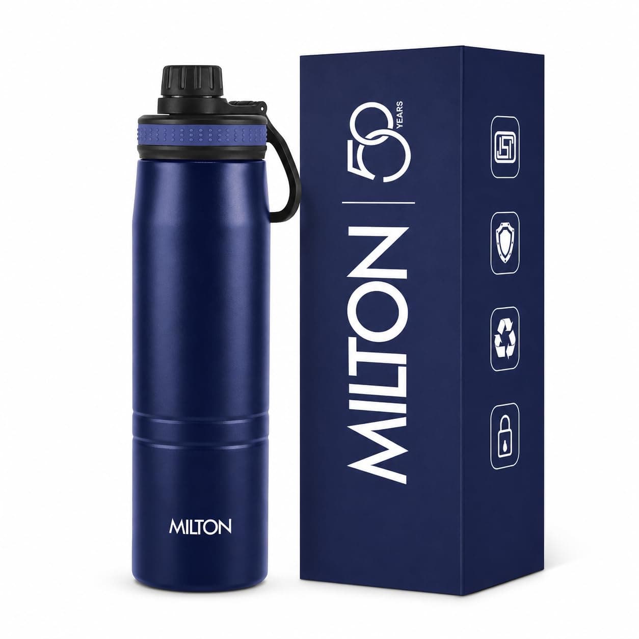 Milton Sparkle 600 Thermosteel Water Bottle with Easy Sip Cap and Handle, 620 ml, Vacuum Insulated Stainless Steel, Hot and Cold, On The Go Bottle for Office College, Blue - Buy on Amazon
