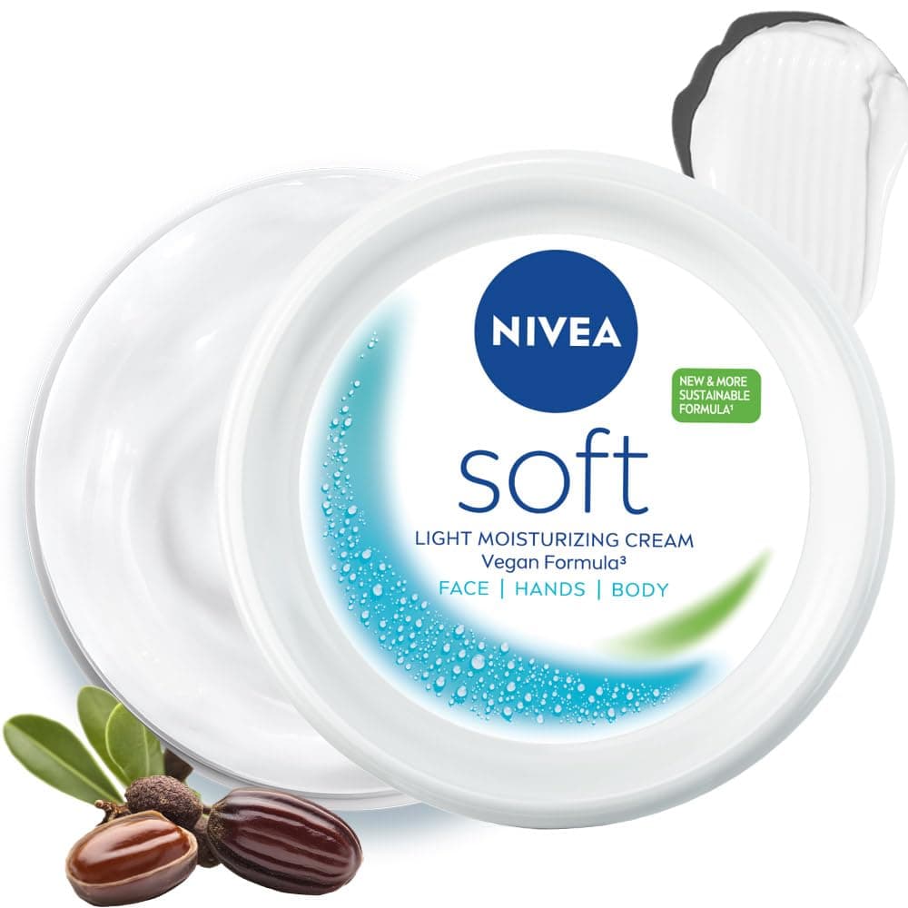 NIVEA Soft Moisturizing Cream, Lightweight Non-Sticky Daily Moisturizer with 72Hr Hydration, Vitamin E & Jojoba Oil | Hydrating Face, Body & Hand Cream for Dry to Normal Skin | Soft Glowing Skin - 300ml - Buy on Amazon