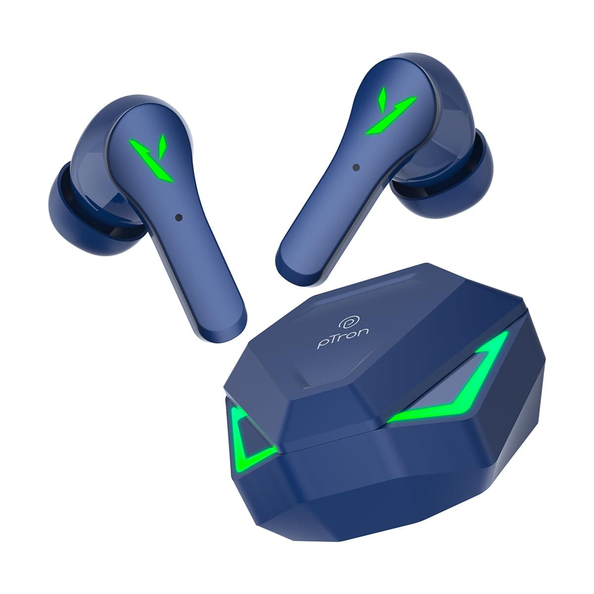 pTron Bassbuds Rogue W/ 40Ms Low-Latency Gaming,Clear Calls,50Hrs Playtime,Pristine Sound,V5.3 Bluetooth in Ear Headphones,Snug-Fit,RGB Lights,Touch Control,Voice Assist,IPX5 Water Resistant(Blue) - Buy on Amazon