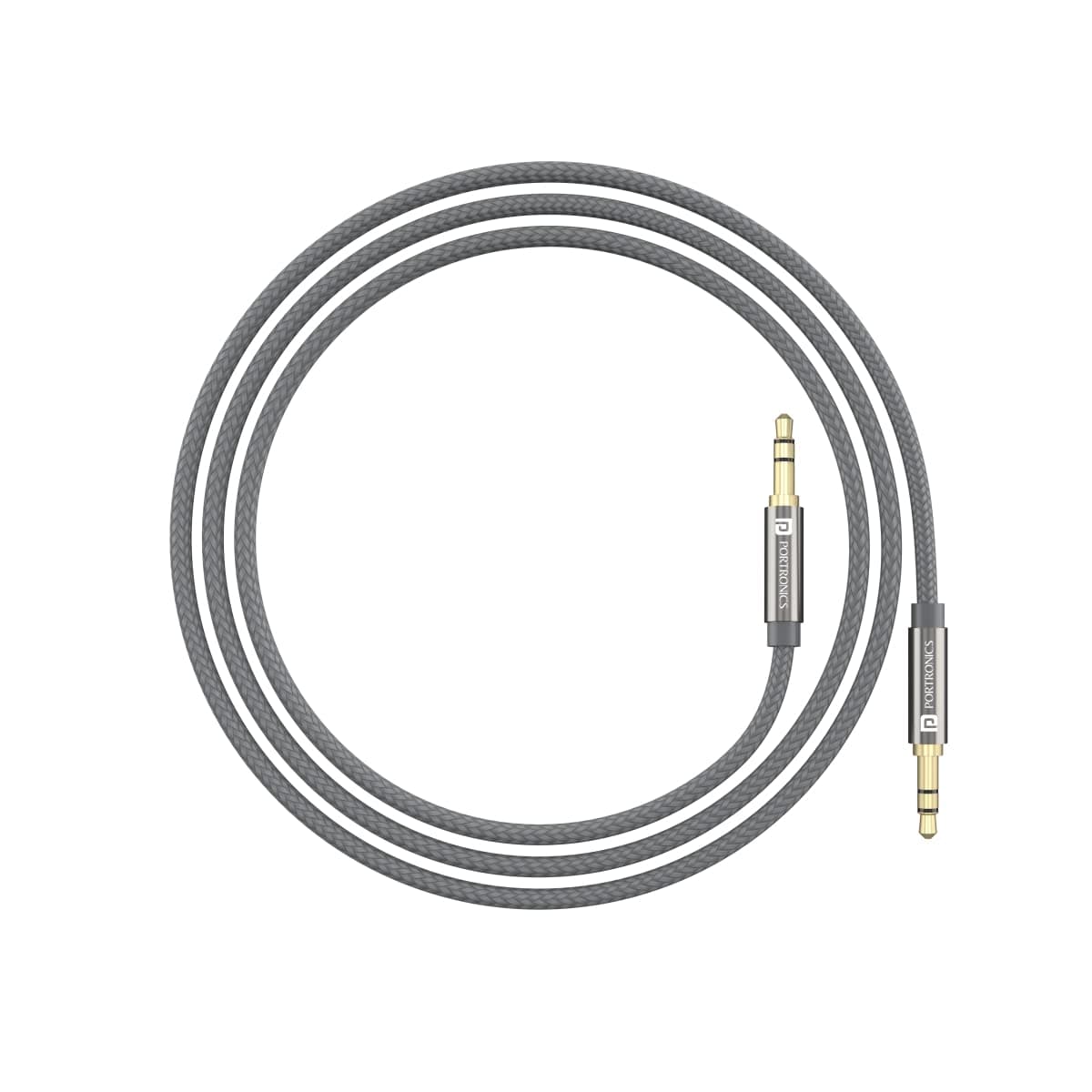 Portronics Konnect Aux 7 3.5mm Male to Male Aux Cable with 2 Meter Cable Length, 24K Gold-Plated Connectors with Strong Nylon Braided Cable(Grey) - Buy on Amazon