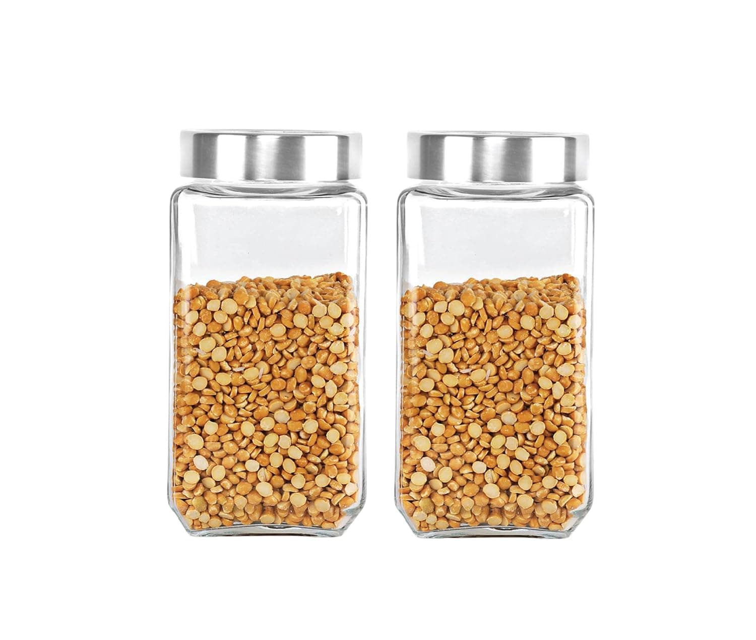 CELLO Qube Fresh Glass Storage Jar for Kitchen Set of 2 Pcs, 1000ml Transparent | Fridge Safe Airtight Leadfree Toughened Glass Kitchen Storage Containers Set For Beans, Whole Grains Spices Dry Fruits - Buy on Amazon